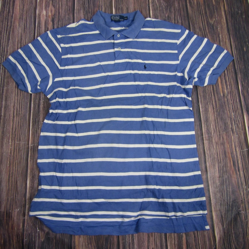 Polo Ralph Lauren Polo Shirt Mens 2XL Striped‎ Classic Pony Casual Golf Rugby